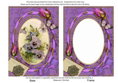 Purple Pansy and Butterflies 7x5in Picture and Shaker Frame