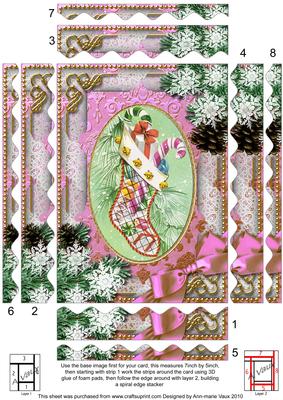 Christmas Stocking Snow 7x5in Spiral Wavy Edge Stacker