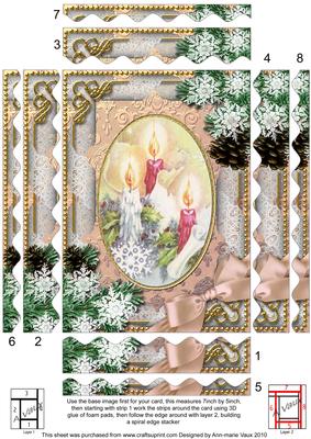 Candle Trio Snow 7x5in Spiral Wavy Edge Stacker
