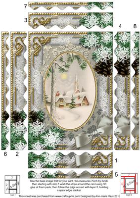 Winter Pub Snow 7x5in Spiral Wavy Edge Stacker