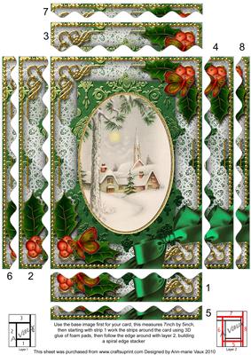 Winter Pub Holly 7x5in Spiral Wavy Edge Stacker