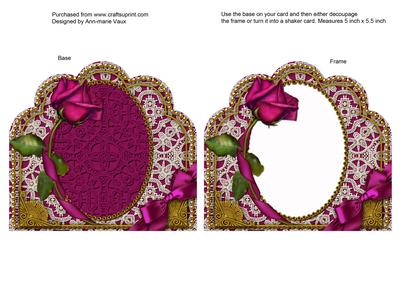Deep Pink Rose Scalloped Base and Frame