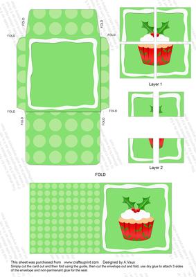 Little Christmas Cupcake Card Envelope 4 Corner Stacker Aio