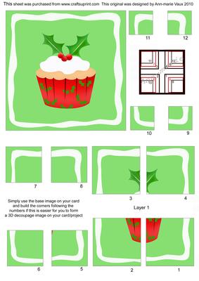 Christmas Cupcake All 4 Corner Stacker Card Front