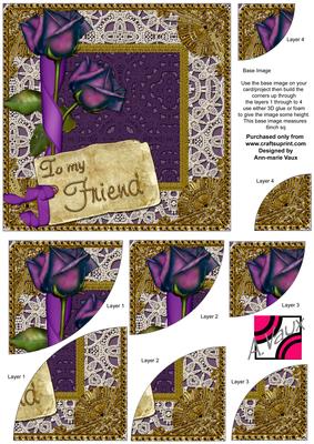 Purple Rose Lace Friend 6in Duo Corner Stacker