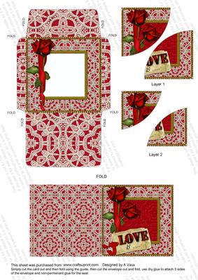 Red Rose Love is Mini Card Envelope Duo Corner Stacker Aio