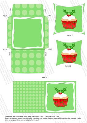 Christmas Cupcake Mini Card Envelope Pointy Stacker Aio
