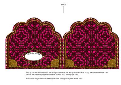 Pink Chocolate Lace Scallop Shaped Card