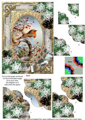 Robin 1 Snow 7x5in Scalloped Duo Corner Stacker