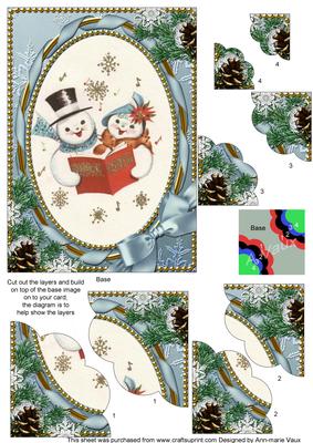 Singing Snow Couple 7x5in Scalloped Duo Corner Stacker