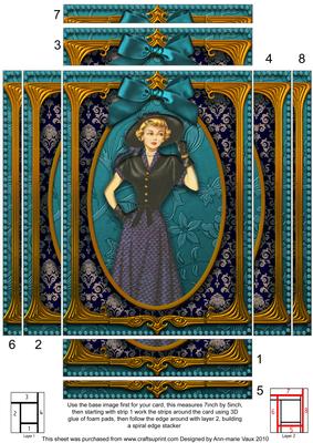 Teal Elegant Lady 7x5in Spiral Edge Stacker