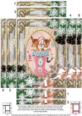 Cute Baby Reindeers Snow 7x5in Spiral Edge Stacker