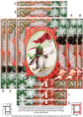 Ski Penguin Snow 7x5in Spiral Edge Stacker