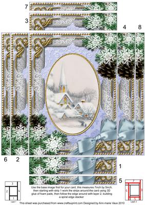 Snowy Church Snow 7x5in Spiral Edge Stacker