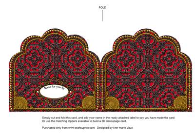 Red and Black Lace Scallop Shaped Card