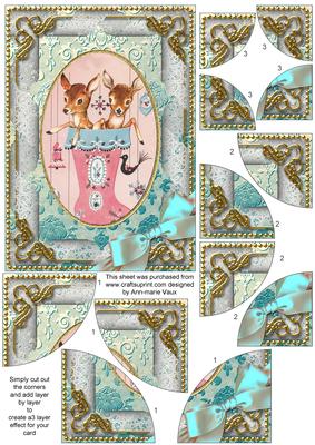 Cute Baby Reindeers 7x5inch All 4 Corner Stacker