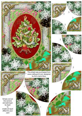Elegant Tree Snow 7x5inch All 4 Corner Stacker