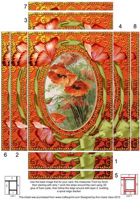 Poppies and Butterflies 7x5in Spiral Edge Stacker
