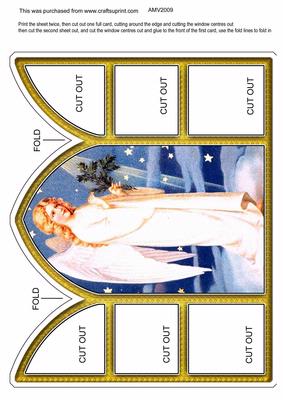 Blue Angel Church Window Large Gatefold Card
