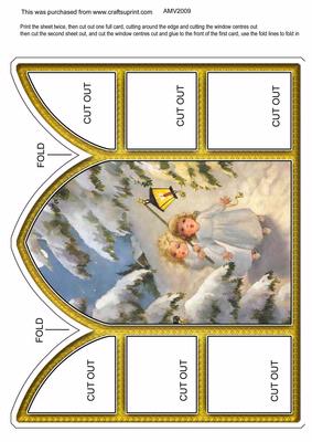Angel Chilred Church Window Large Gatefold Card