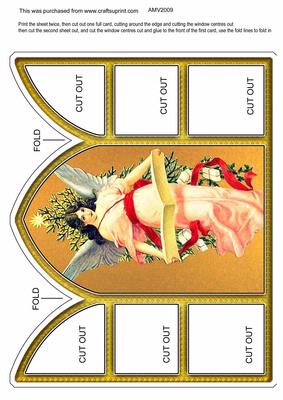 Gold Angel Church Window Large Gatefold Card