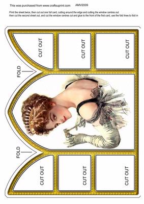 Opera Glasses Lady Church Window Large Gatefold Card