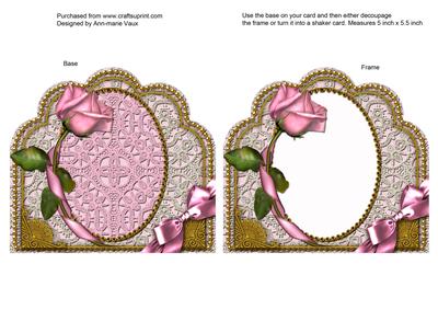 Light Pink Roses Lace Scalloped Base and Frame Shaker