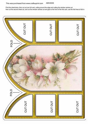 Christmas Roses Church Window Large Gatefold Card