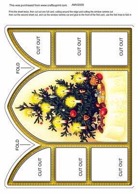 Christmas Tree Church Window Large Gatefold Card