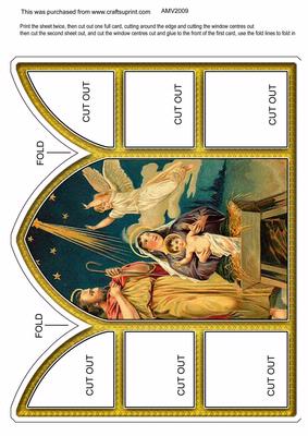Jesus Mary & Joesph Church Window Large Gatefold Card