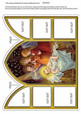 Jesus & the Angels Church Window Large Gatefold Card