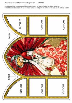 Poinsettia Girl Church Window Large Gatefold Card