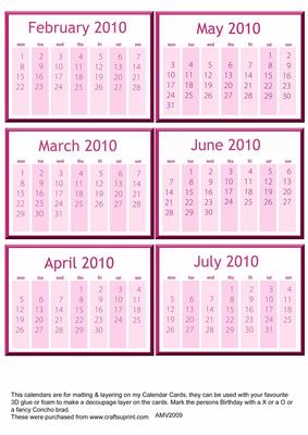 Pink Calendar Toppers Feb10-july10