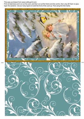 Angel Children & Peacock Big Christmas Card