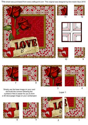 Red Rose Love is 4 Corner Stacker Card Front