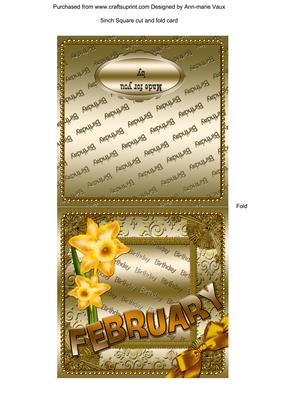 February Daffs Gold Birthday Cut and Fold Portrait Card