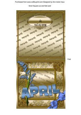 April Bluebells Gold Birthday Cut and Fold Portrait Card