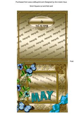 May Glory Gold Birthday Cut and Fold Portrait Card