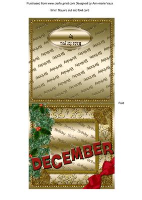 December Winter Gold Birthday Cut and Fold Portrait Card