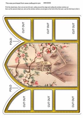 Wedding Blossom Church Window Large Gatefold Card