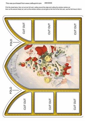 For You Christmas Santa Church Window Large Gatefold Card