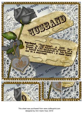 Grey Rose Husband Def Birthday 8inch Picture Sheet