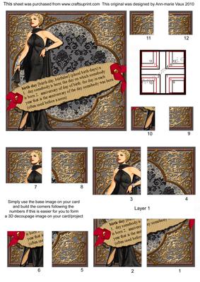 Elegant Lady Birthday Definition 4 Corner Stacker Card Front