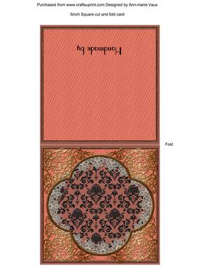 Plain Salmon Baroque Style Cut and Fold Portrait Card