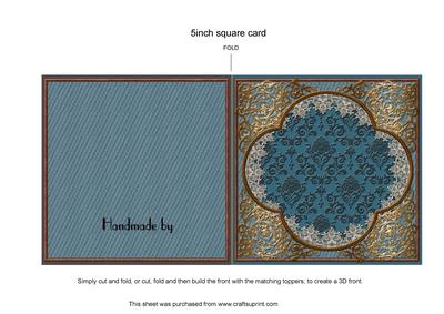 Plain Denim Baroque Style Cut and Folded Card