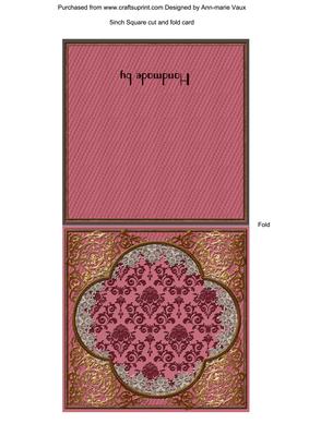 Dusky Pink Baroque Style Cut Fold Portrait Card