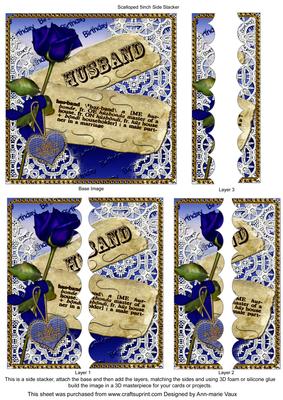Blue Rose Husband Def Birthday 5inch Scallop 2 Side Stacker