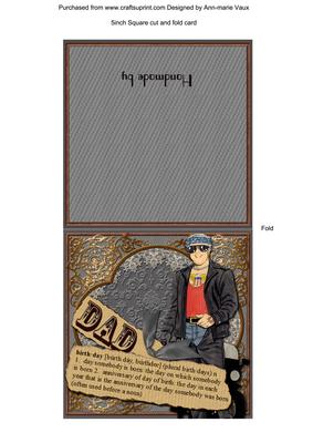 Biker Dad Birthday Definition 5in Portrait Fold Card