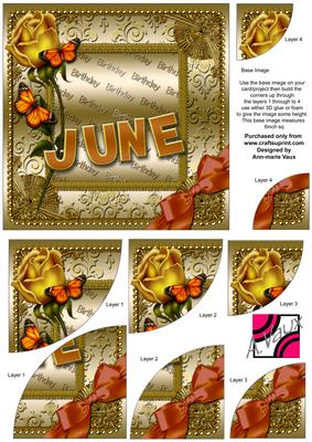 June Rose Birthday Gold 6in Duo Corner Stacker