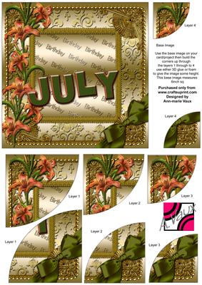 July Lily Birthday Gold 6in Duo Corner Stacker